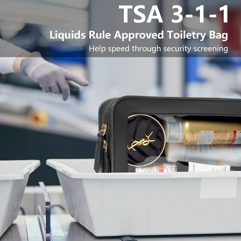 LETGO Clear Makeup Bags, TSA Approved Toiletry Bag with Zipper, Clear Makeup Organizer Fit Carry-on Travel Essentials,Car Essentials for Women Men (C-Black) - Image 3